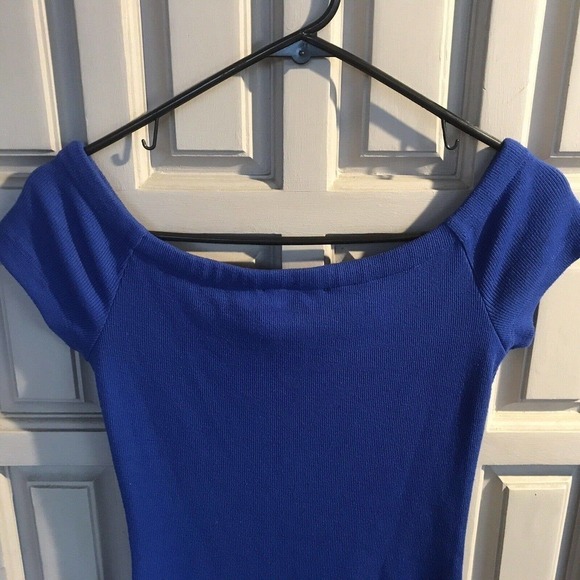 Signature 8 Knit Dress Fitted JuniorSzL Pretty Blue Cap Sleeves Pre-Owned - Picture 7 of 10
